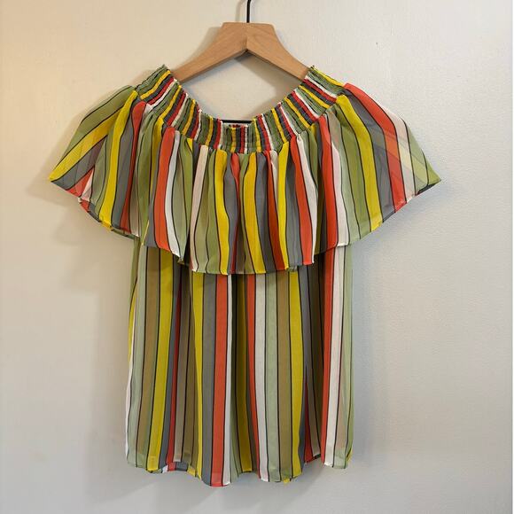 CAbi Tops - Cabi Maravilla Carnival Striped Off the Shoulder Top Size Small